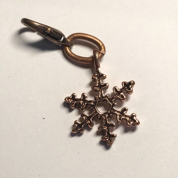 Snowflake Charm for Bracelet Zipper Pull Backpack Purse Charm Copper Tone - Picture 4 of 11